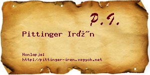 Pittinger Irén névjegykártya